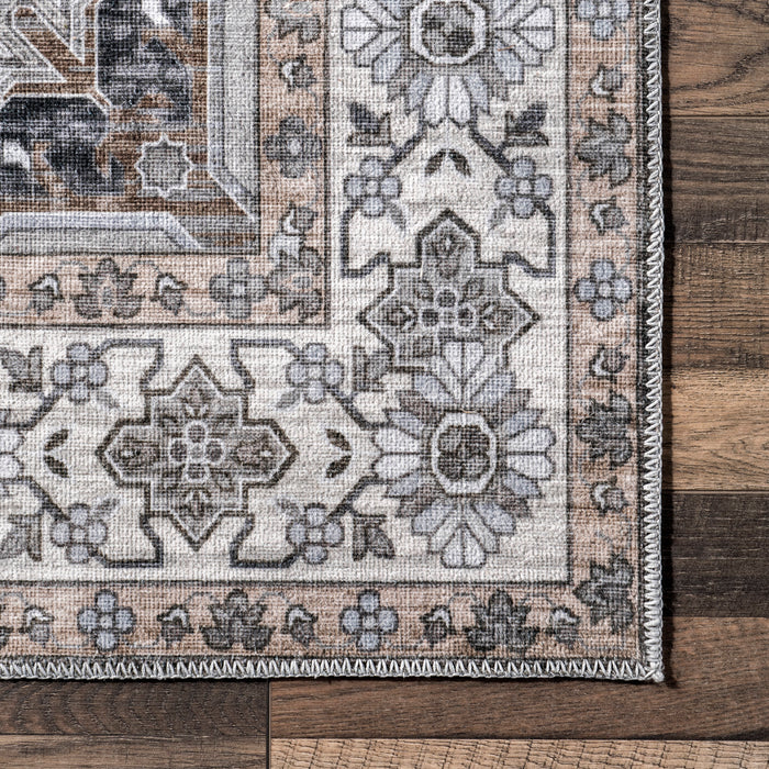 Machine Washable Charcoal Vintage Area Rug 150x240 cm