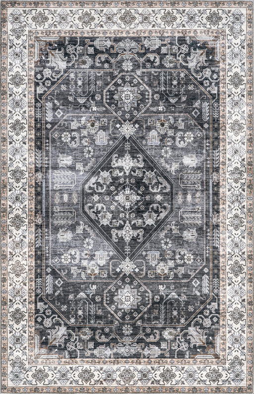 Machine Washable Charcoal Vintage Area Rug 150x240 cm