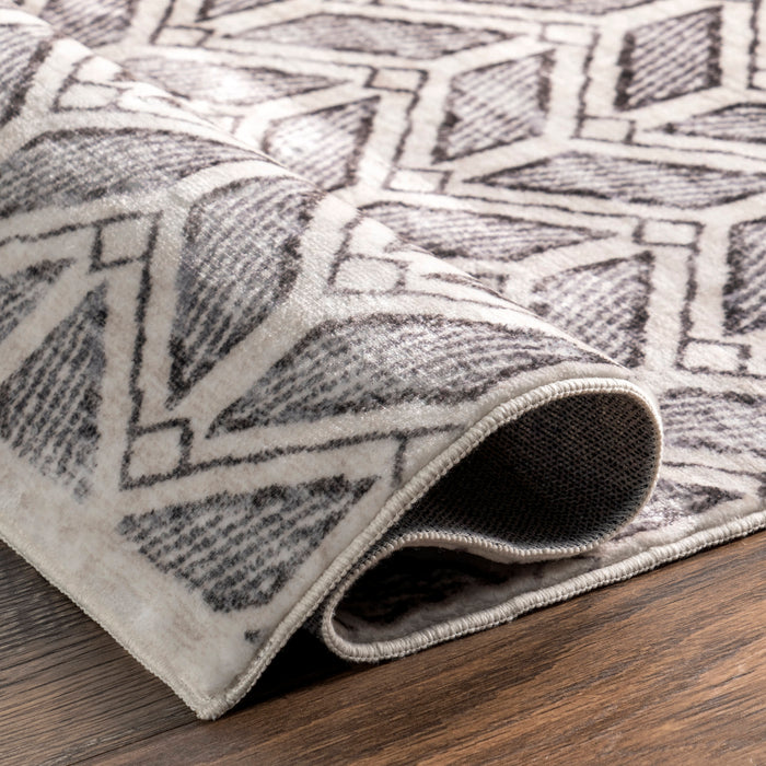 Machine Washable Chevron Rug 90x150 cm Grey