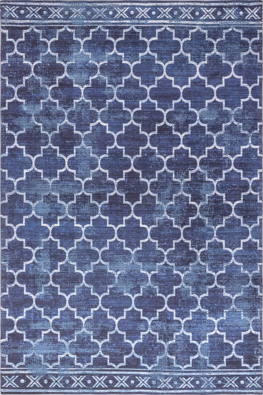 Machine Washable Dark Blue Indoor Outdoor Rug