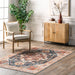 Machine Washable Dark Blue Jewel Medallion Area Rug