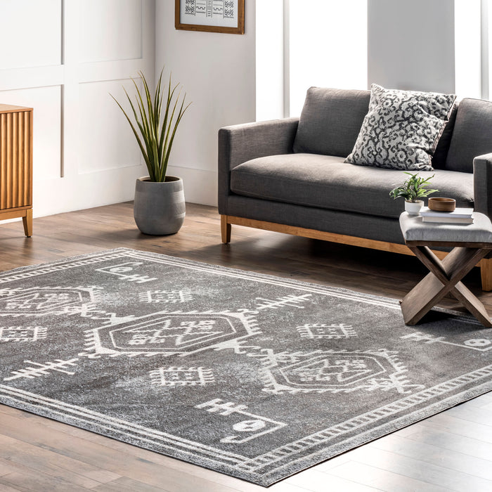 Machine Washable Dark Grey Area Rug 140x200 cm