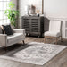 Machine Washable Dark Grey Persian Area Rug 140 x 200 cm