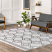 Machine Washable Diamond Area Rug 140 x 200 cm Off White