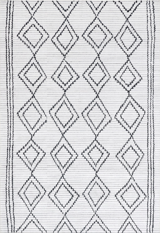 Machine Washable Diamond Area Rug 140 x 200 cm Off White