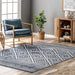 Machine Washable Diamond Area Rug Dark Blue 152x244 cm