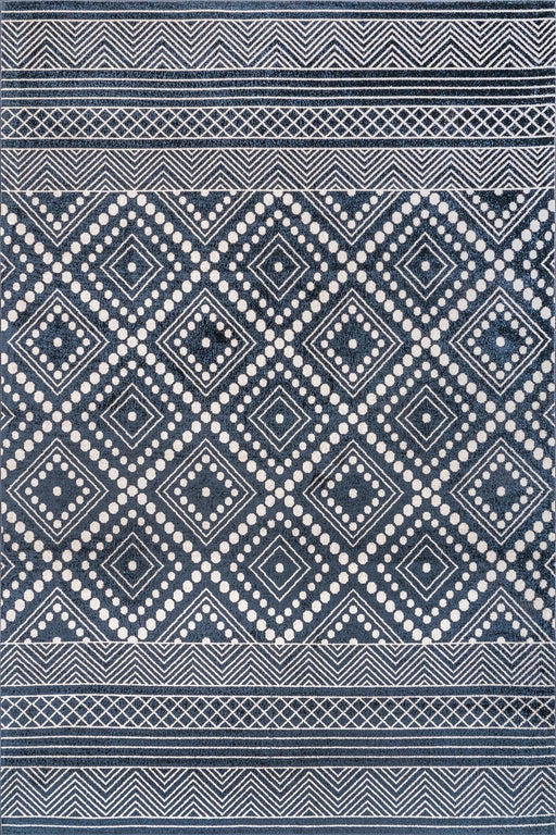 Machine Washable Diamond Area Rug Dark Blue 152x244 cm