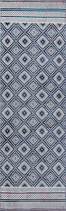 Machine Washable Diamond Area Rug in Dark Blue 120x180 cm