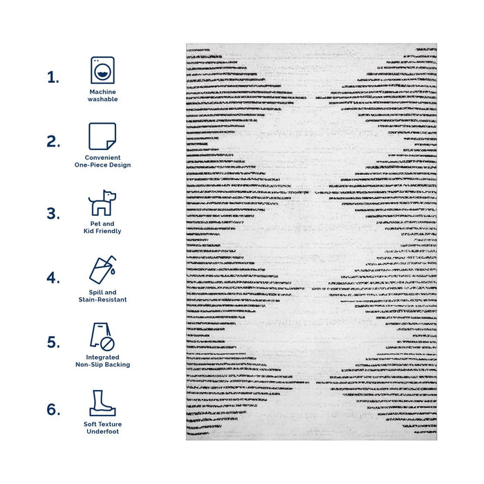 Machine Washable Diamond Pinstripes Area Rug 140 cm