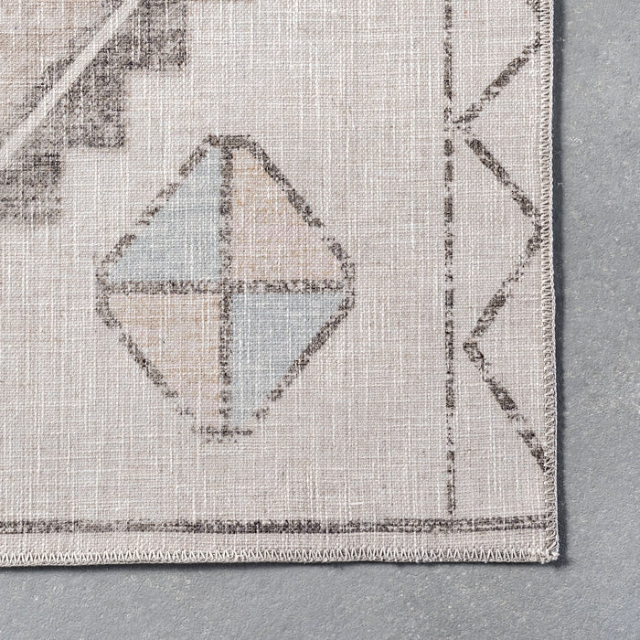 Machine Washable Diamond Rug 140x200 cm Khaki Color