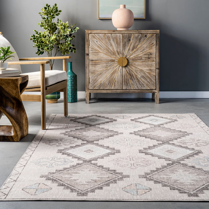 Machine Washable Diamond Rug 140x200 cm Khaki Color