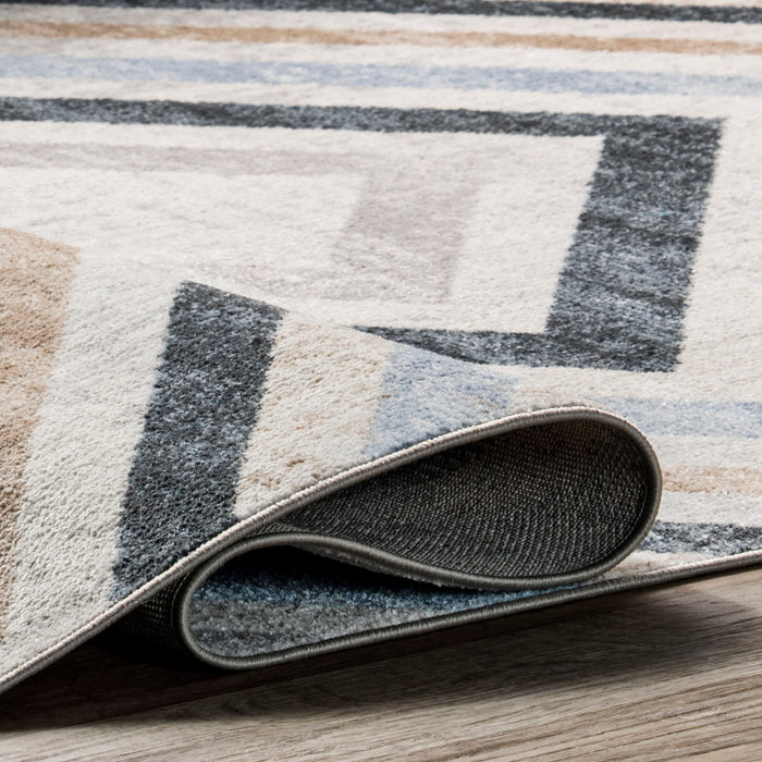 Machine Washable Distressed Blue Area Rug 160x230 cm