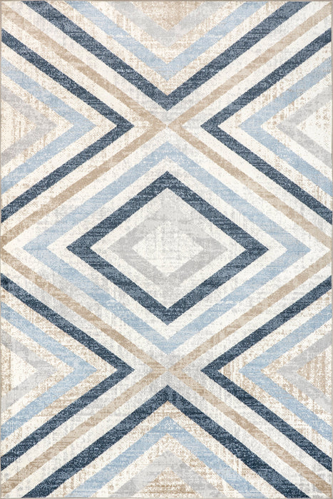 Machine Washable Distressed Blue Area Rug 160x230 cm