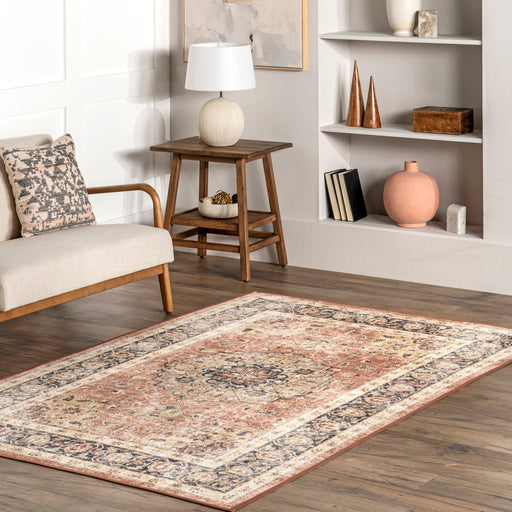 Machine Washable Distressed Peach Area Rug 140x200 cm
