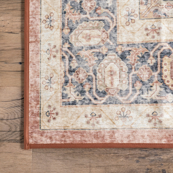 Machine Washable Distressed Peach Area Rug 140x200 cm