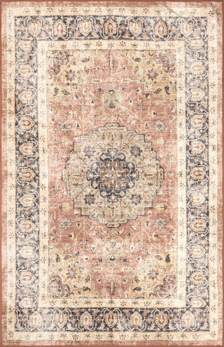 Machine Washable Distressed Peach Area Rug 140x200 cm