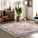 Machine Washable Faded Area Rug in Brick Color