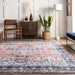Machine Washable Faded Area Rug in Brick Color