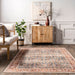 Machine Washable Floral Area Rug in Rust Color