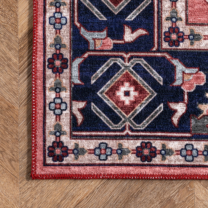 Machine Washable Floral Rug in Rust 120x180 cm