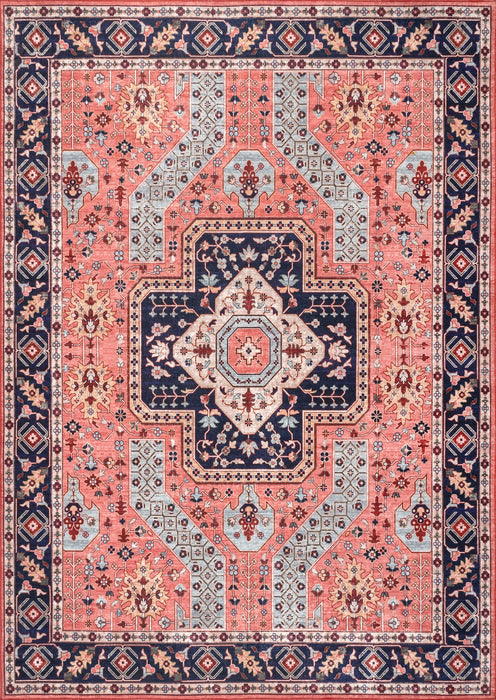Machine Washable Floral Rug in Rust 120x180 cm