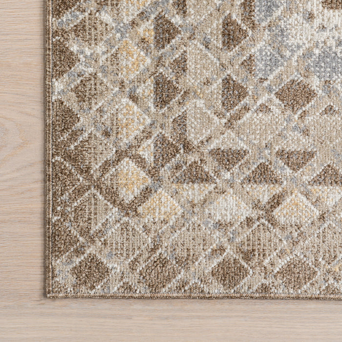 Tappeto geometrico lavabile in lavatrice 160x230 cm Beige