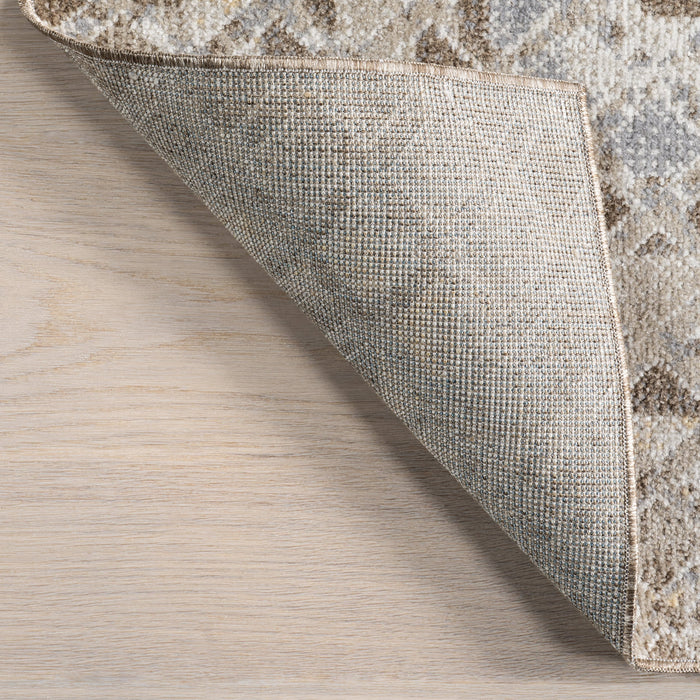 Tappeto geometrico lavabile in lavatrice 160x230 cm Beige