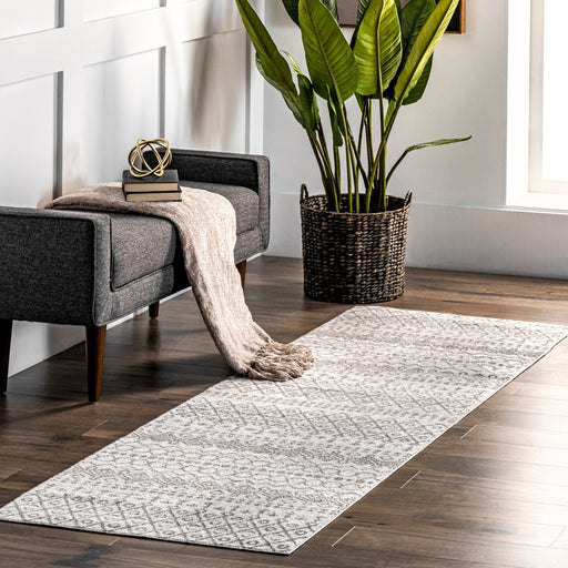 Machine Washable Geometric Area Rug in Ivory Color