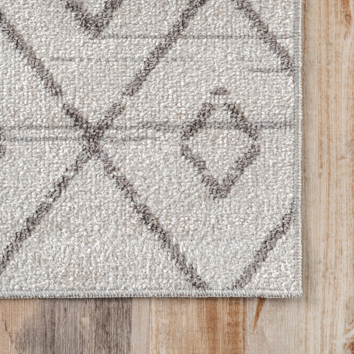 Machine Washable Geometric Area Rug in Ivory Color