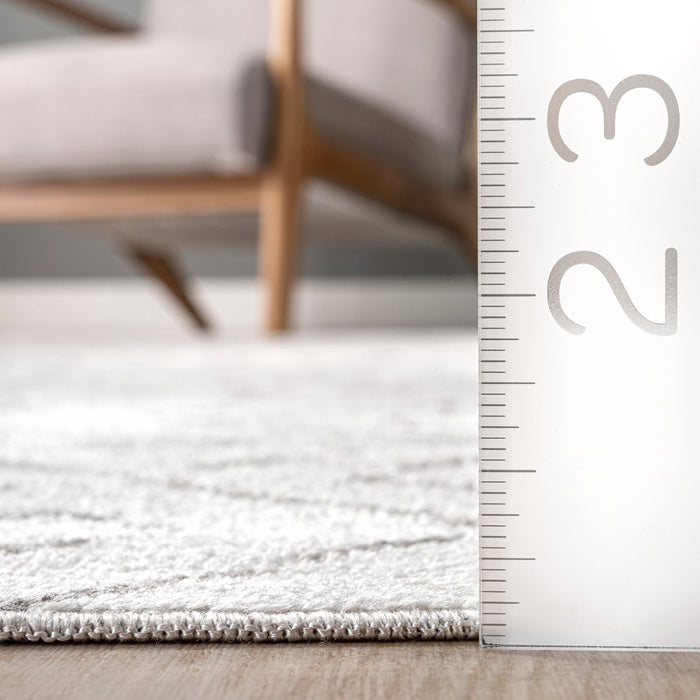 Machine Washable Geometric Area Rug in Ivory Color