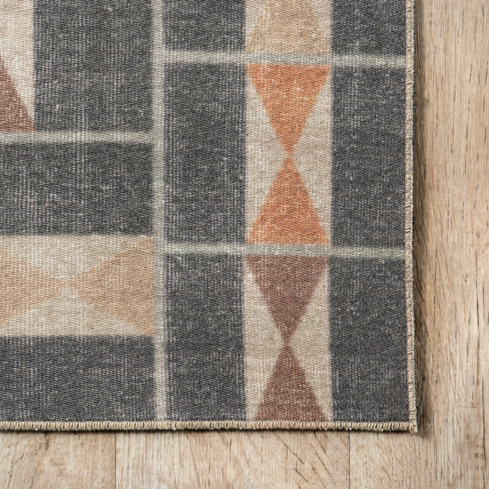 Machine Washable Geometric Blue Area Rug 140x200 cm