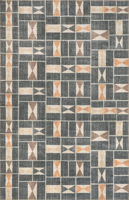 Machine Washable Geometric Blue Area Rug 140x200 cm