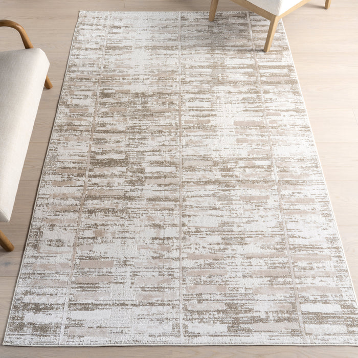 Machine Washable Geometric Rug 140x200cm Light Beige