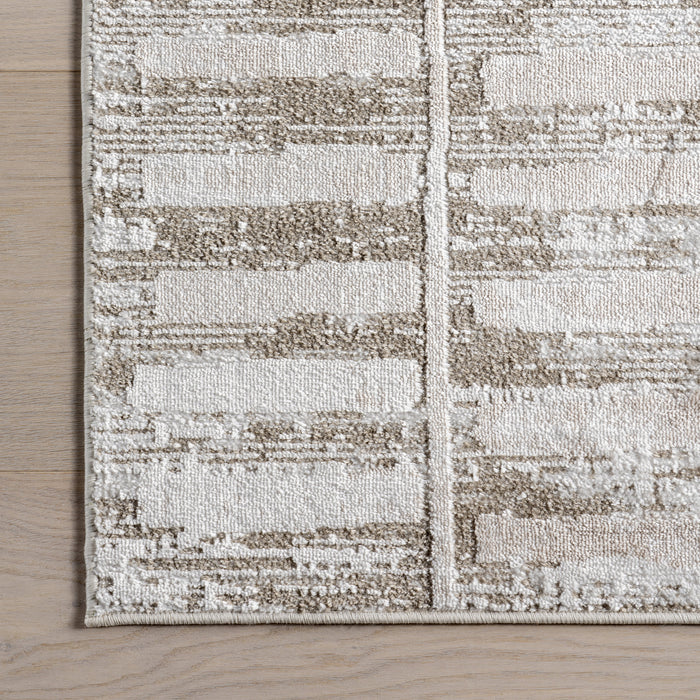 Machine Washable Geometric Rug 140x200cm Light Beige