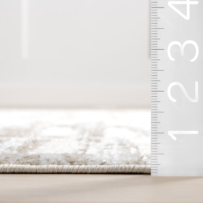 Machine Washable Geometric Rug 140x200cm Light Beige