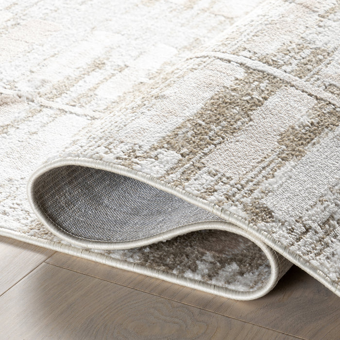 Machine Washable Geometric Rug 140x200cm Light Beige
