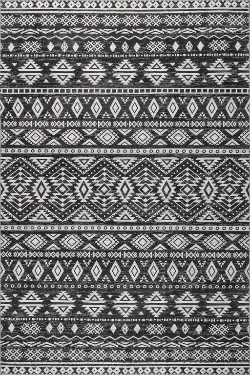 Machine Washable Graphic Area Rug 90x150 cm Charcoal