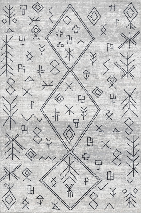 Machine Washable Grey Abstract Rug for Home Decor