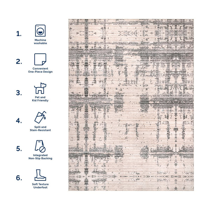 Machine Washable Grey Area Rug for Family Homes