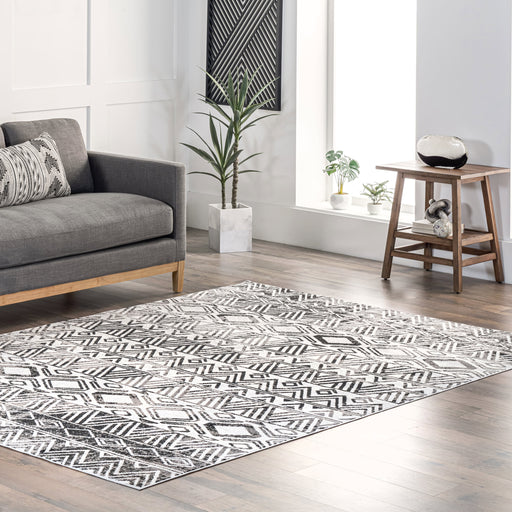 Machine Washable Grey Banded Area Rug 150 x 230 cm