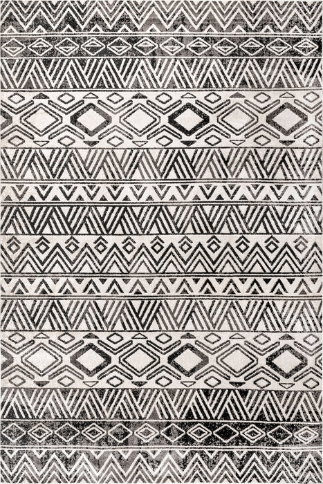 Machine Washable Grey Banded Area Rug 150 x 230 cm