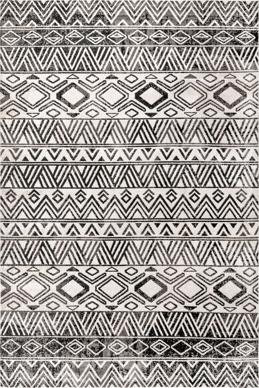 Machine Washable Grey Banded Area Rug 150 x 230 cm