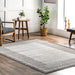 Machine Washable Grey Border Area Rug for Home Decor