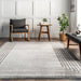 Machine Washable Grey Border Area Rug for Home Decor