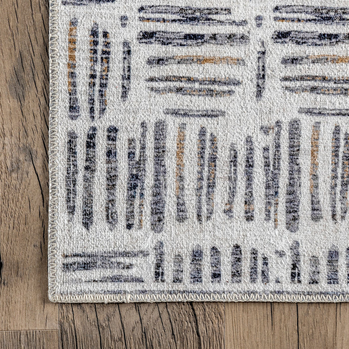 Machine Washable Grey Crosshatch Area Rug 150x240 cm