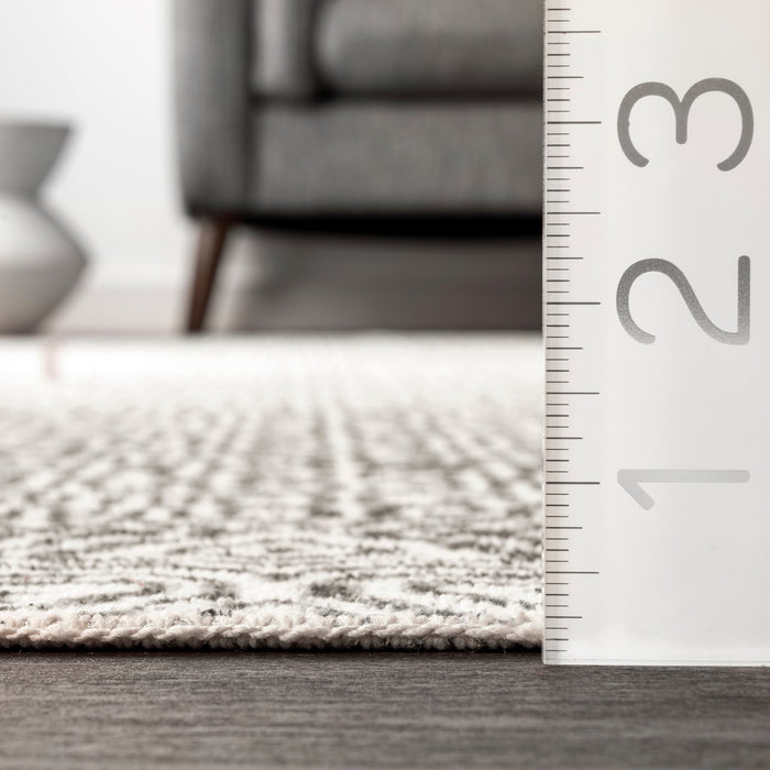 Machine Washable Grey Diamond Mosaic Area Rug 140x200 cm