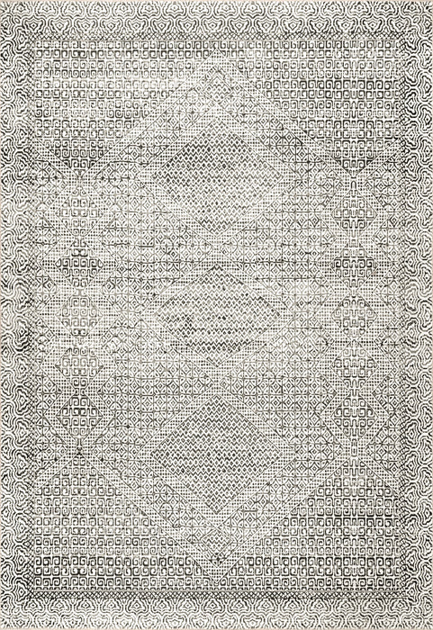Machine Washable Grey Diamond Mosaic Area Rug 140x200 cm