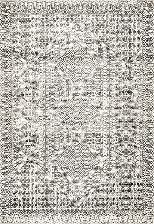 Machine Washable Grey Diamond Mosaic Area Rug 140x200 cm