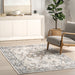 Machine Washable Grey Floral Area Rug for Home Décor
