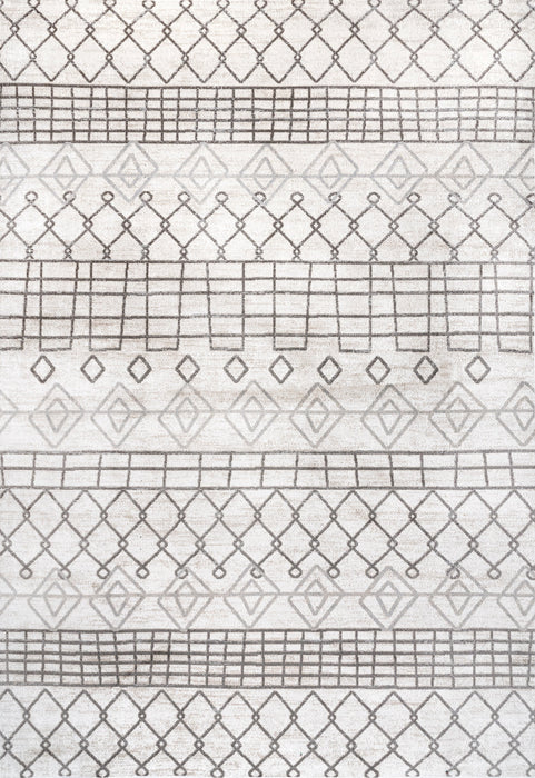 Machine Washable Grey Geometric Area Rug 120x180 cm